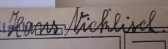- (Nicklisch, Hans), Von Hand: Autogramm, Name; 'Hans Nicklisch'. 