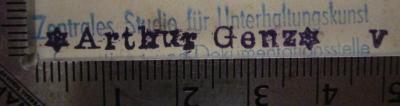 Ca 4: Liederbuch für höhere Knabenschulen (1904);- (Genz, Arthur), Stempel: Name; '*Arthur Genz* v'.  (Prototyp)