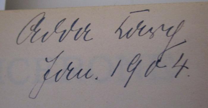  Der Cicerone : Eine Anleitung zum Genuss der Kunstwerke Italiens : Erster Theil: Antike Kunst (1900);- (Carg, Adda), Von Hand: Autogramm, Name, Datum; 'Adda Carg Jan. 1904'. 