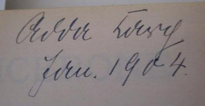  Der Cicerone : Eine Anleitung zum Genuss der Kunstwerke Italiens : Erster Theil: Antike Kunst (1900);- (Carg, Adda), Von Hand: Autogramm, Name, Datum; 'Adda Carg Jan. 1904'. 