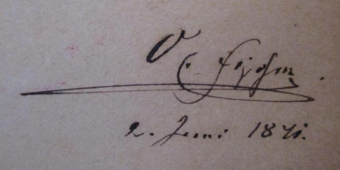 - (Fischer, O.), Von Hand: Autogramm, Name, Datum; 'O. Fischer 
2. Juni 1871'. ; Musikalische Studienköpfe (1868)