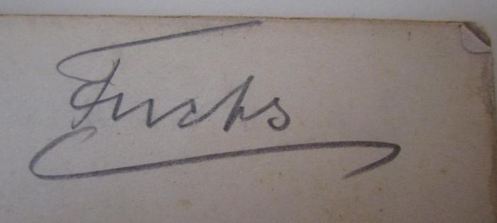  Taschenbuch für Flötisten : Eine Sammlung von beliebten Liedern, Opernarien, Tänzen, Märschen etc. für eine oder zwei Flöten (o.J.);- (Fuchs, [?]), Von Hand: Autogramm, Name; 'Fuchs'. 