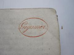 - (Geysmer, [?]), Stempel: Name; 'Geysmer.'.  (Prototyp)