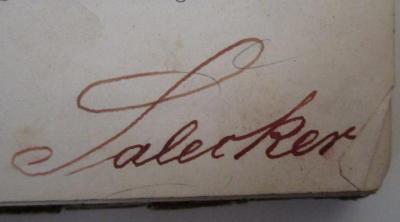  Elementar-Musiklehre : Enthaltend das Wissensnötige für jeden Musiktreibenden : II. Heft: Harmonielehre (1896);- (Salecker, Lotte), Von Hand: Autogramm, Name; 'Salecker'. 