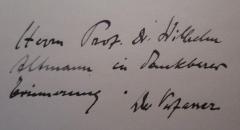 - (Altmann, Wilhelm;Wilcke, Gerhard), Von Hand: Name, Widmung; 'Herrn Prof. Dr. Wilhelm Altmann in Dankbarer Erinnerung. Der Verfasser'. 