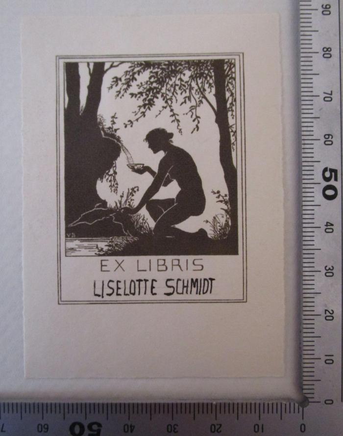  Der Hungerpastor : Roman (o.J.);- (Schmidt, Liselotte), Etikett: Exlibris, Name, Autogramm, Abbildung; 'Ex Libris [Liselotte Schmidt]'.  (Prototyp)