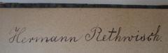 - (Rethwisch, Hermann), Von Hand: Autogramm, Name; 'Hermann Rethwisch'. 