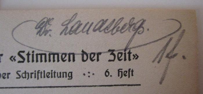  Der Bolschewismus (1919);- (Laudeberg[?], [?]), Von Hand: Autogramm, Name, Berufsangabe/Titel/Branche; 'Dr. Laudeberg'. ;- (unbekannt), Von Hand: Nummer; '1f.'. 