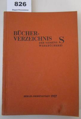  Bücher-Verzeichnis S der Siemens-Werkbücherei (1927)