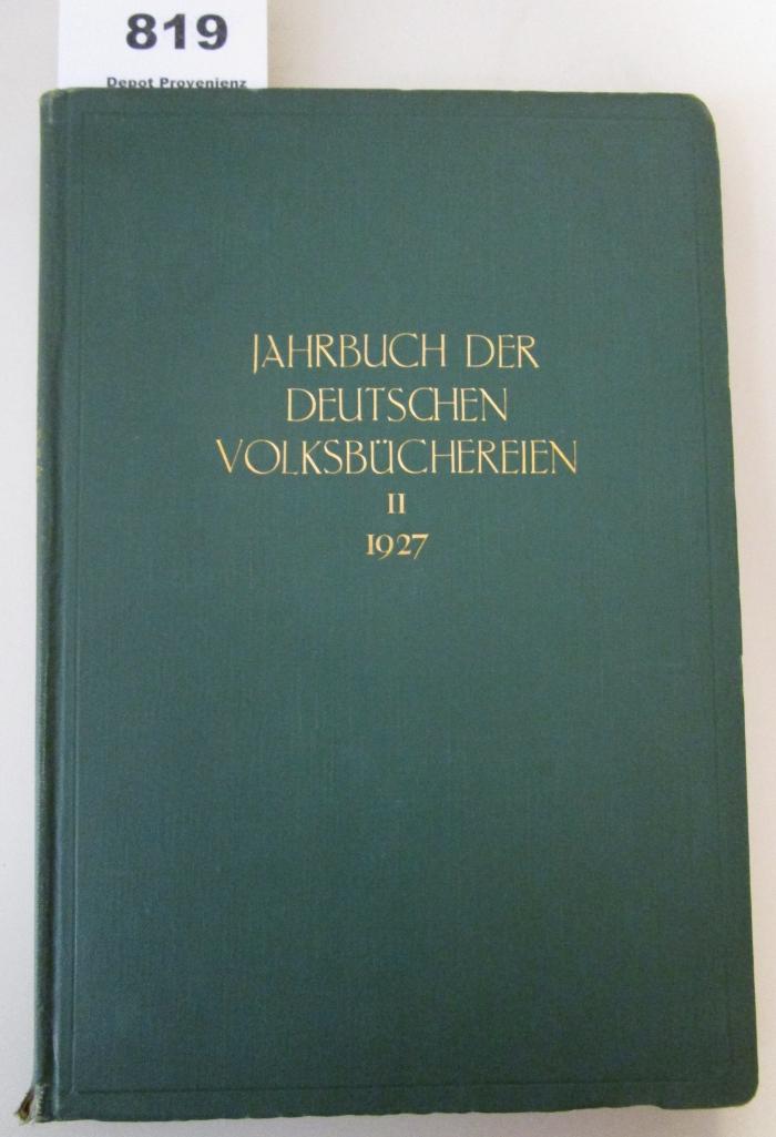  Jahrbuch der deutschen Volksbüchereien : 1927 (1927)