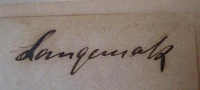  Gesetz-Sammlung für die könglichen Preußischen Staaten 1865 : Nr. 1 bis incl. 57 (1856);- (Langemak, Paul), Von Hand: Autogramm, Name; 'Langemak'. 