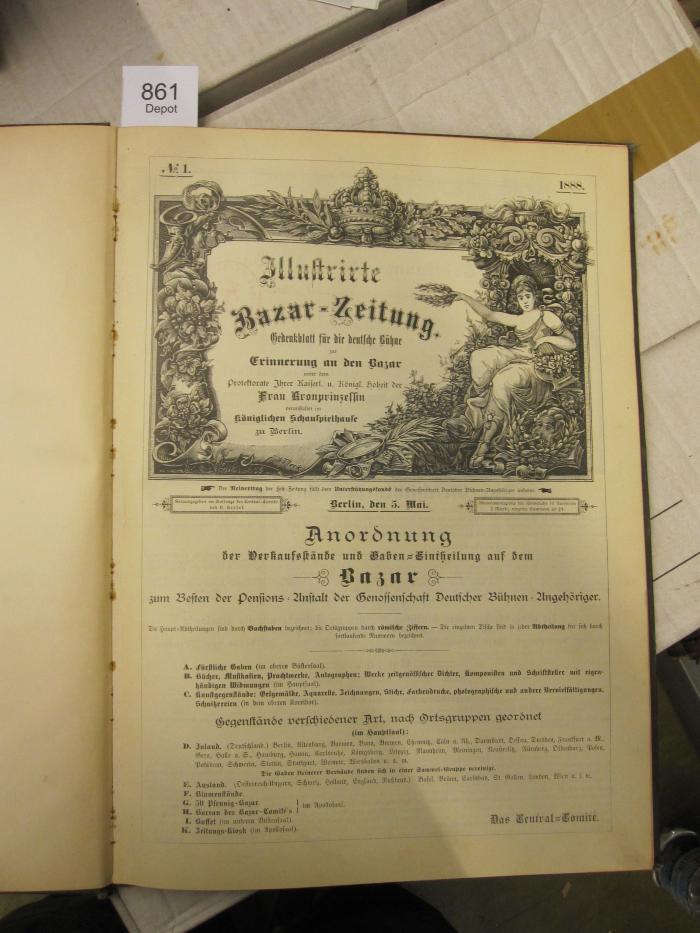 Du 110 g: Illustrirte Bazar-Zeitung : Gedenkblatt für die deutsche Bühne zur Erinnerung an den Bazar veranstaltet im Königlichen Schauspielhause zu Berlin (1888)