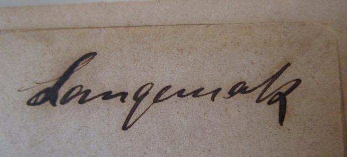  Gesetz-Sammlung für die könglichen Preußischen Staaten 1865 : Nr. 1 bis incl. 57 (1856);- (Langemak, Paul), Von Hand: Autogramm, Name; 'Langemak'. 