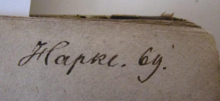  Siegwart : Eine Klostergeschichte : In drei Bänden (1844);- (Hapke, [?]), Von Hand: Autogramm, Name, Nummer; 'Hapke. 69.'. 