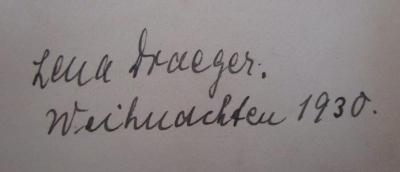  Körperschönheit und Körperkultur : Sport - Gymnastik - Tanz (o.J.);- (Draeger, Lena), Von Hand: Autogramm, Name, Datum; 'Lena Draeger. Weihnachten 1930.'. 