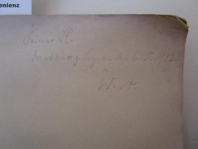 - ([?], H.;Altmann, Wilhelm), Von Hand: Monogramm, Initiale, Datum, Widmung; 'Seiner H. 
dankbar z. Erg. an den 6.5.1917
W.A.'. ; Drei Brahms-Abende : Veranstaltet von der deutschen Brahms-Gesellschaft und der Vereinigung der Brahms-Freunde ; Philharmonie 5./6./7. Mai 1917 (1917)