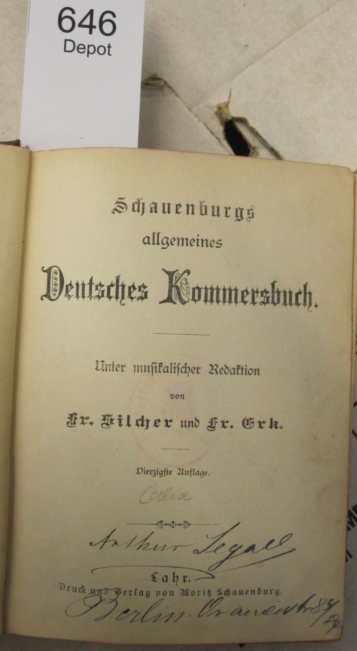  Schauenburgs allgemeines Deutsches Kommersbuch  (o.J.)