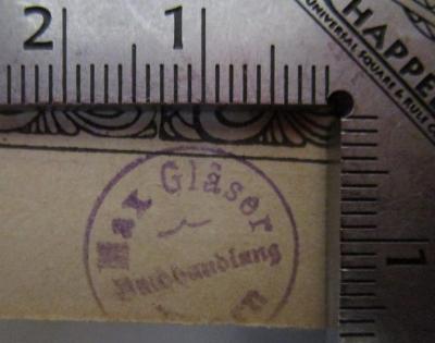  2. Männerchor-Album : 150 leichte Männerchöre (o.J.);- (Buchhandlung Max Gläser (Thorn)), Stempel: Buchhändler, Name, Ortsangabe; 'Max Gläser Buchhandlung Thorn'.  (Prototyp)