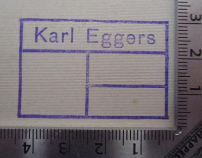  Der Flecken Rotenburg in Hannover in Vergangenheit und Gegenwart. Gedenkblätter zur 700jährigen Jubelfeier am 21. Juli 1895 (1895);- (Eggers, Karl), Stempel: Name; 'Karl Eggers'.  (Prototyp)