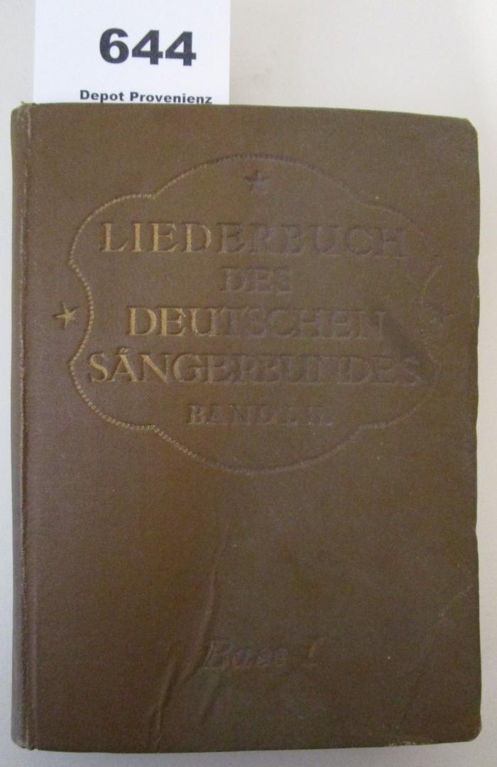 Liederbuch des Deutschen Sängerbundes : 1. Band Baß I (o.J.)