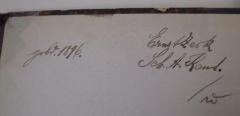 - (Zeck, Ernst), Von Hand: Datum, Buchbinder; 'gebd. 1896.'. 