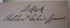 - (Zeck, Ernst), Von Hand: Autogramm, Name, Berufsangabe/Titel/Branche; 'E Zeck Oberlehrer a. Leibniz-Gymnas.'. 