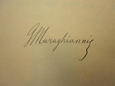  Antiquités Crétoises (o.J.);- (Maraghiannis, G.), Von Hand: Autogramm, Name; 'Maraghiannis'. 
