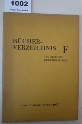  Bücher-Verzeichnis Fremdsprachige Literatur der Siemens-Werkbücherei (1937)