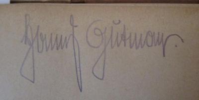 - (Gutmayr[?], Hanns), Von Hand: Autogramm, Name; 'Hanns Gutmayr.'. ; Lehrbuch der Harmonie (1920)