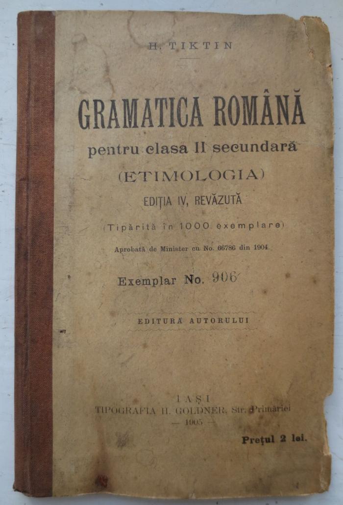  Gramatica Romana pentru clasa II secundara (Etmologia) (1905)