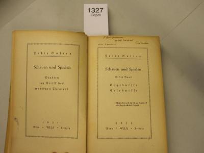  Schauen und Spielen. Ergebnisse (1921)