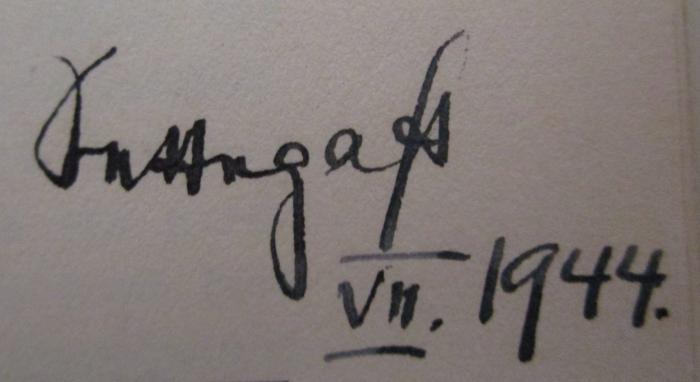 - (Settegast, [?]), Von Hand: Autogramm, Name, Datum; 'Settegast VII. 1944.'. ; Die Stiftskirche in Bernrode (1932)