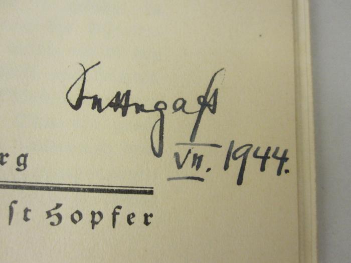  Die Stiftskirche in Bernrode;- (Settegast, [?]), Von Hand: Autogramm, Name, Ortsangabe; 'Settegast VII. 1944.'. 