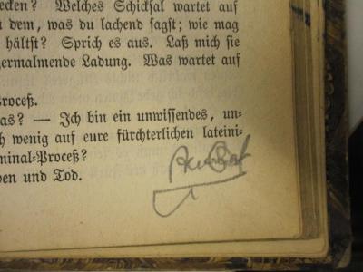  Schillers sämmtliche Werke in zwölf Bänden (1875);- (Auerbach[?], [?]), Von Hand: Autogramm, Name; 'Auerbach'. 