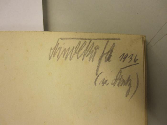  Runenfibel (1935);- (Rühle, Dietrich), Von Hand: Autogramm, Name, Datum; '[...Rühle] 1936 (v. Diet)'. 