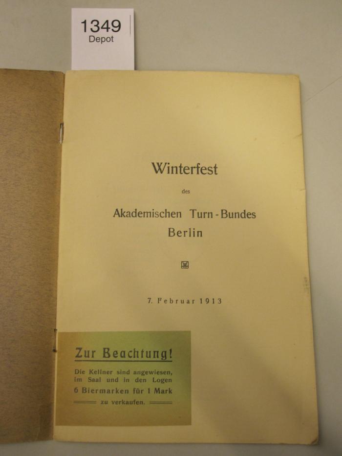  Winterfest des Akademischen Turn-Bundes Berlin. 7. Februar 1913 (1913)