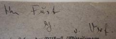 - (Fust[?], M.[?];Holst, Niels von), Von Hand: Widmung, Autor, Name; 'M. Fust g. v. Verf.'. 