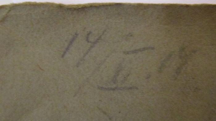  Die Hellenisierung des semitischen Monotheismus (1903);- (Ende, Hans), Von Hand: Datum; '14/XI.14'. 