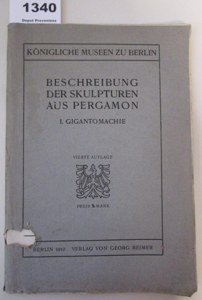  Beschreibung der Skulpturen aus Pergamon. I. Gigantomachie (1910)