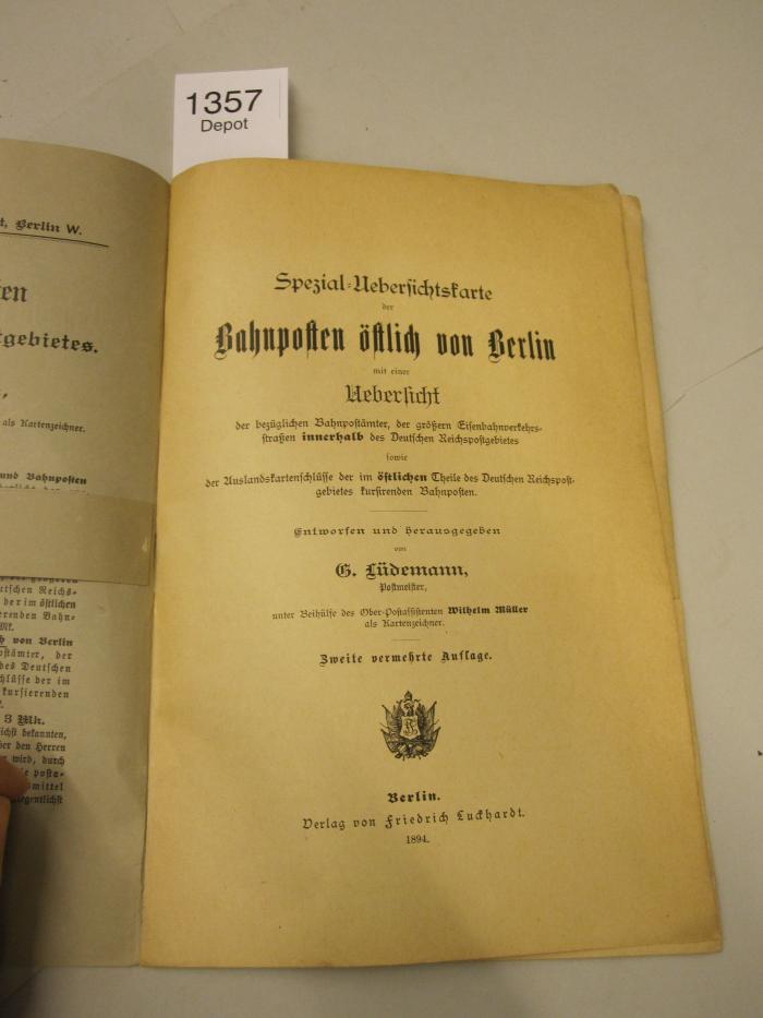  Spezial-Übersichtskarte der Bahnposten östlich von Berlin mit einer Übersicht [...] (1894)