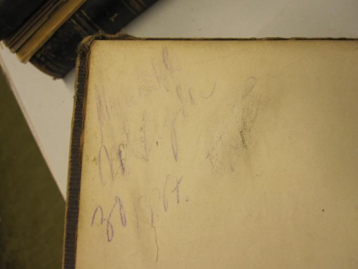  500 Jahre Berliner Geschichte. Vom Fischerdorf zur Weltstadt : Geschichte und Sage ; In gekürzter Darstellung und bis in die neueste Zeit fortgeführt (1900);- (unbekannt), Von Hand: Autogramm, Name, Nummer; '[...] [...] 30/3.37. [...]'. 