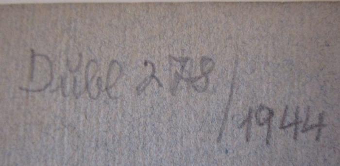 IV 3370: Katalog der vierten Kunstausstellung der Berliner Secession. Zeichnende Künste. (1901);- (unbekannt), Von Hand: Inventar-/ Zugangsnummer, Besitzwechsel: Doublette; 'Dubl. 278/1944'. 