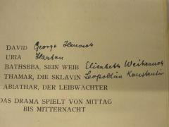 - (Cohn, Emil), Von Hand: Notiz; 'George Heureck[?] Hartau Elisabeth Weihrauch Leopoldine Konstantin'. 