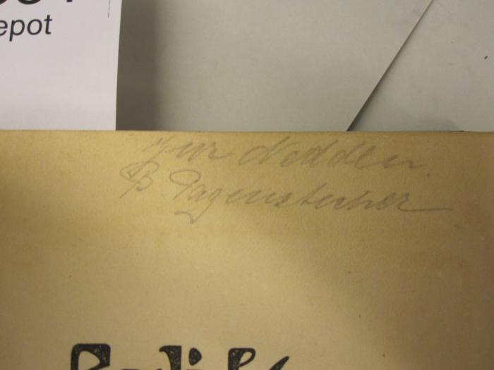 Cm 4860 b: Gedichte (1904);G42 / 686 (zur Nedden &amp; Pagenstecher, [?]), Von Hand: Autogramm, Name; 'zur Nedden
&amp; Pagenstecher'. 