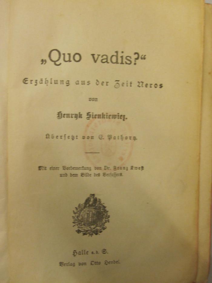  Quo vadis? : Erzählung aus der Zeit Neros (o.J.)
