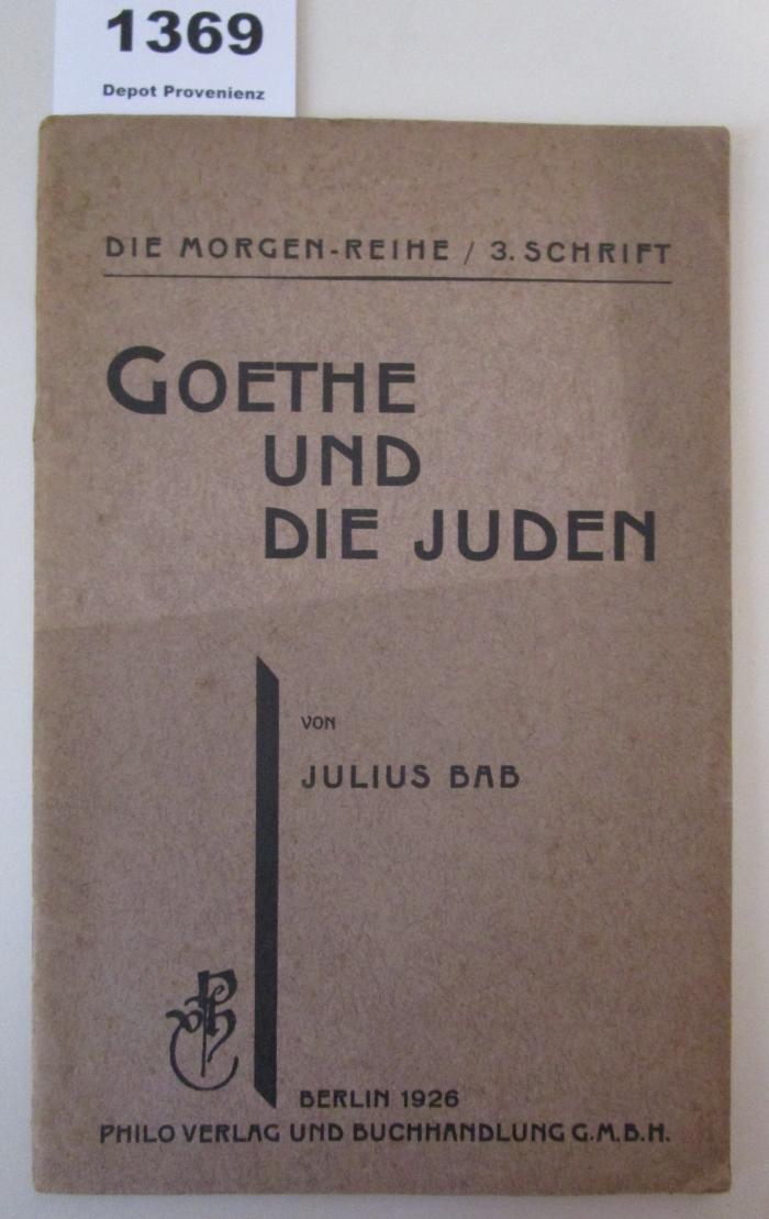  Goethe und die Juden (1926)