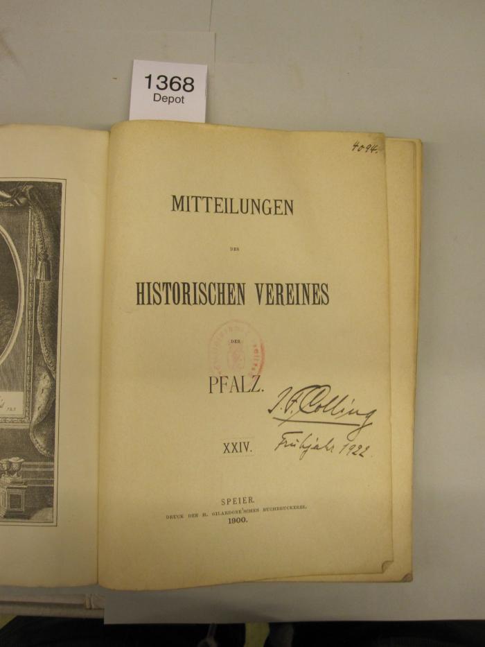  Mitteilungen des Historischen Vereins der Pfalz (1900)