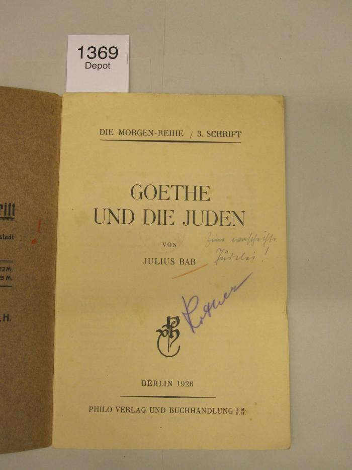  Goethe und die Juden (1926)