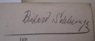 - (Schlesinger, Richard), Von Hand: Name, Autogramm; 'Richard Schlesinger'. ; Die Meistersinger von Nürnberg (o.J.)