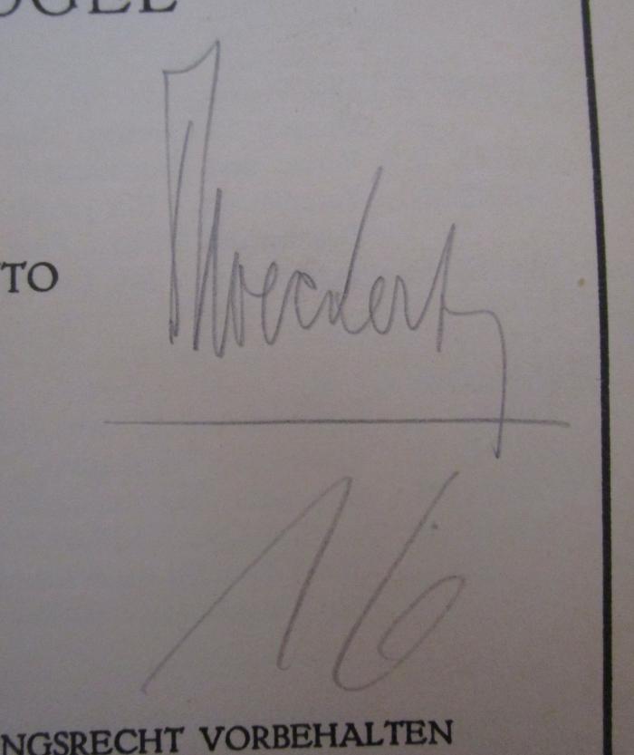  Tannhäuser und der Sängerkrieg auf Wartburg (1909);- (Stoeckert, Wolfgang), Von Hand: Autogramm, Name; 'Stoeckert'. 